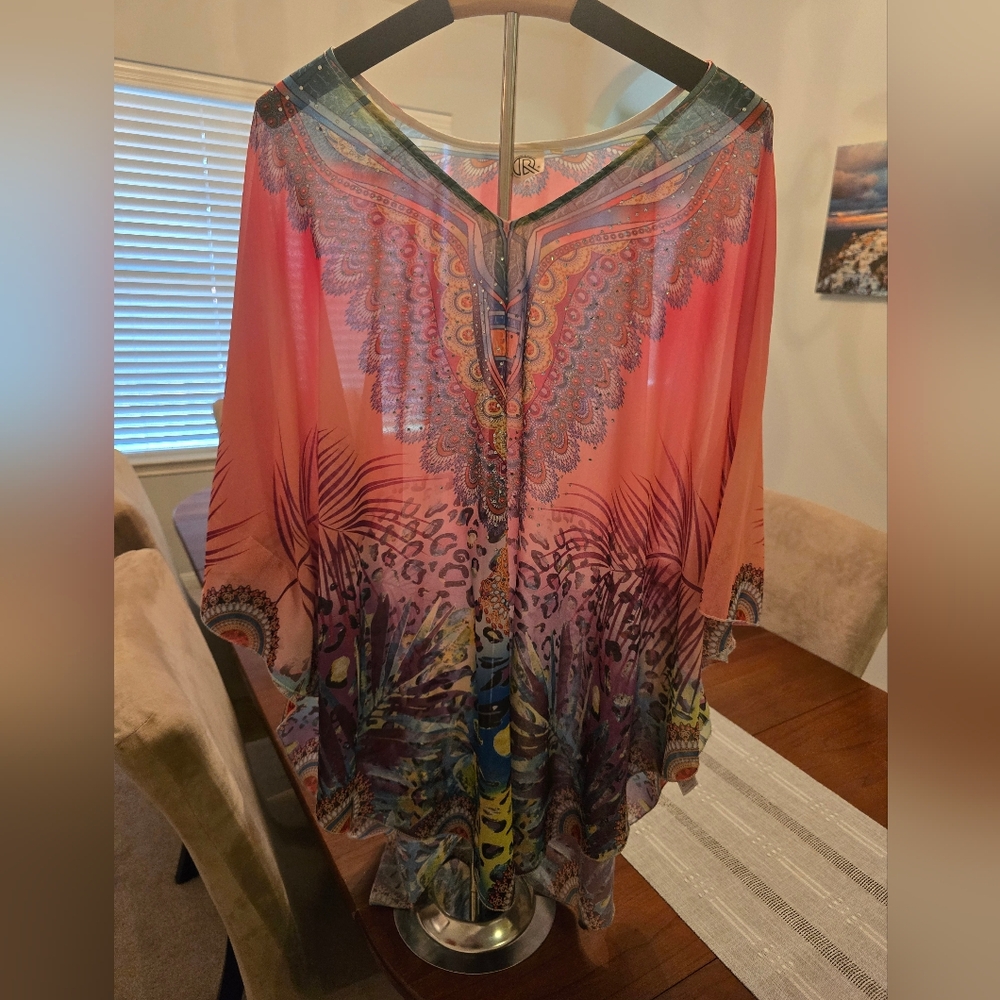 Multicolor Women's Sheer Boho Top